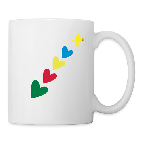 Mug blanc - trisomie-21 -journeemondiale - Peace jaune - blanc