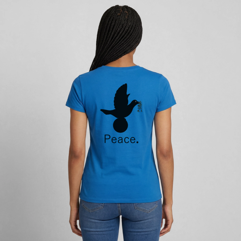 T-shirt Femme I love you to moon and back Peace noir - Lusoquot - bleu royal