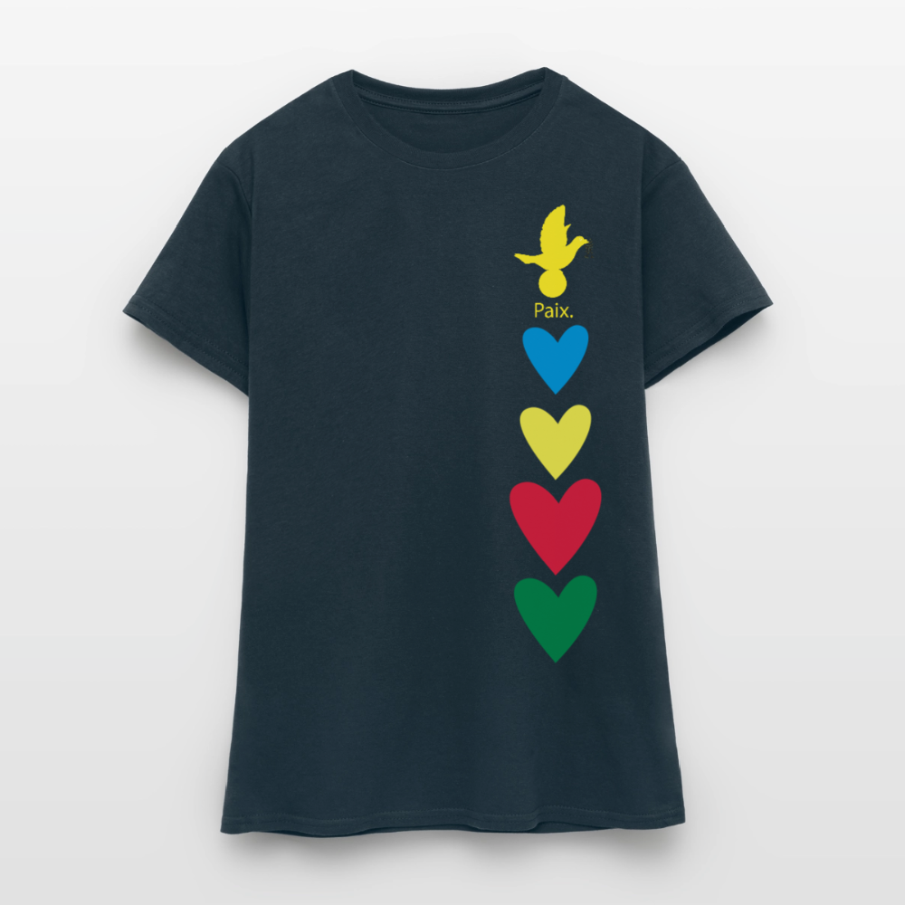 T-shirt Femme journée mondiale trisomie - Paix jaune - marine