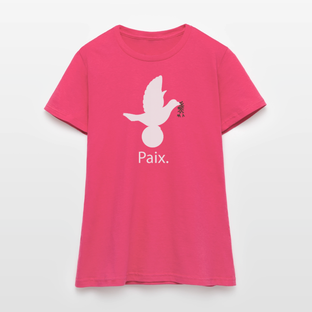 T-shirt Femme Paix blanc - Lusoquot - rose azalée