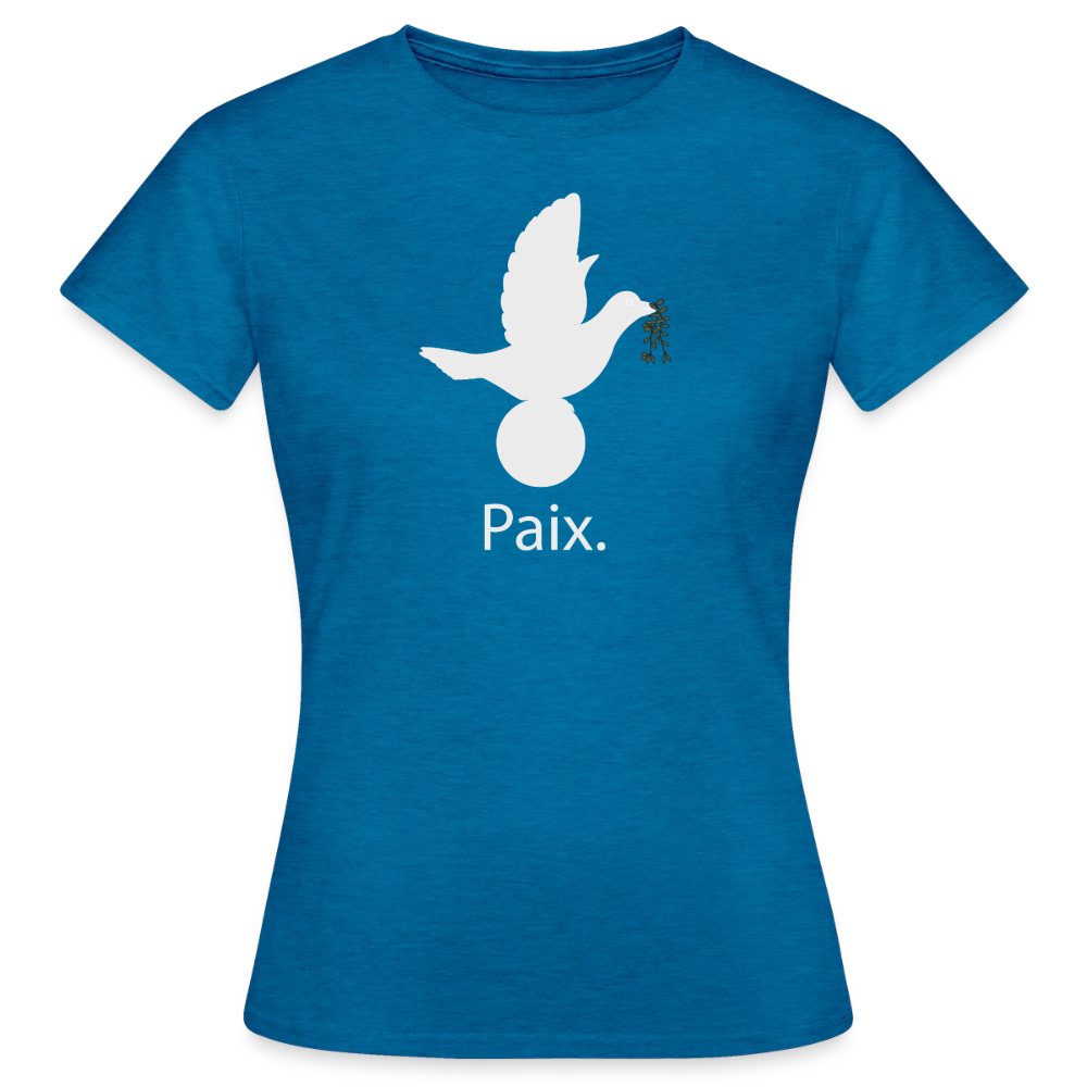 T-shirt Femme Paix blanc - Lusoquot - bleu saphir antique chiné
