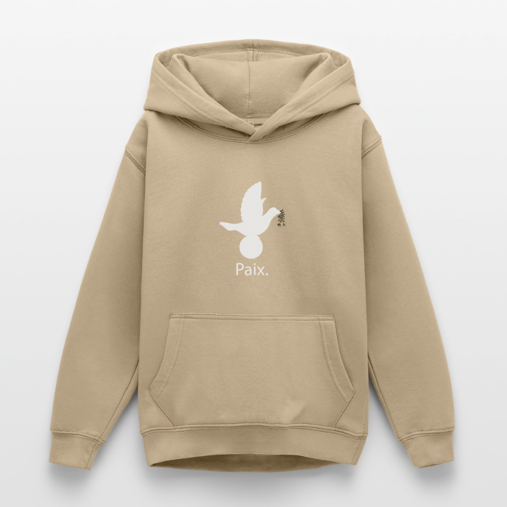 Sweat à capuche Ado Paix blanc - Lusoquot - jaune sable