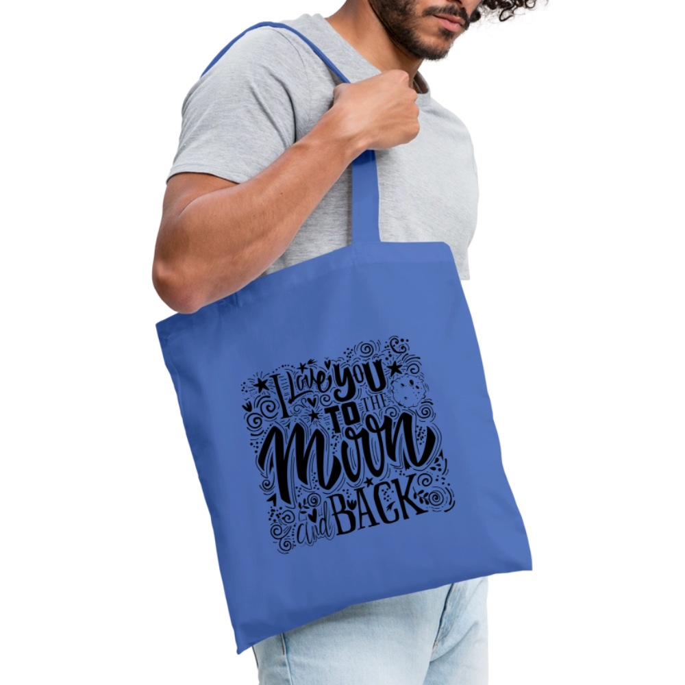 Tote Bag I love you to moon and back Peace noir - Lusoquot - bleu pâle