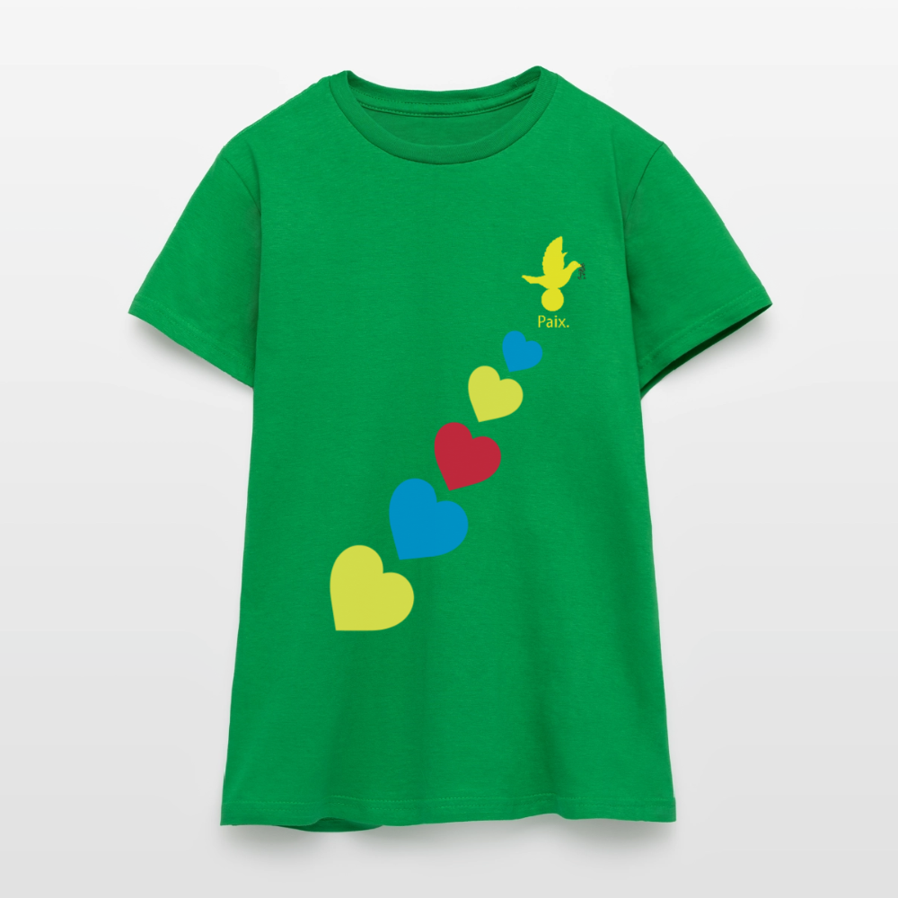 T-shirt Femme trisomie 21 Paix jaune - Lusoquot - vert
