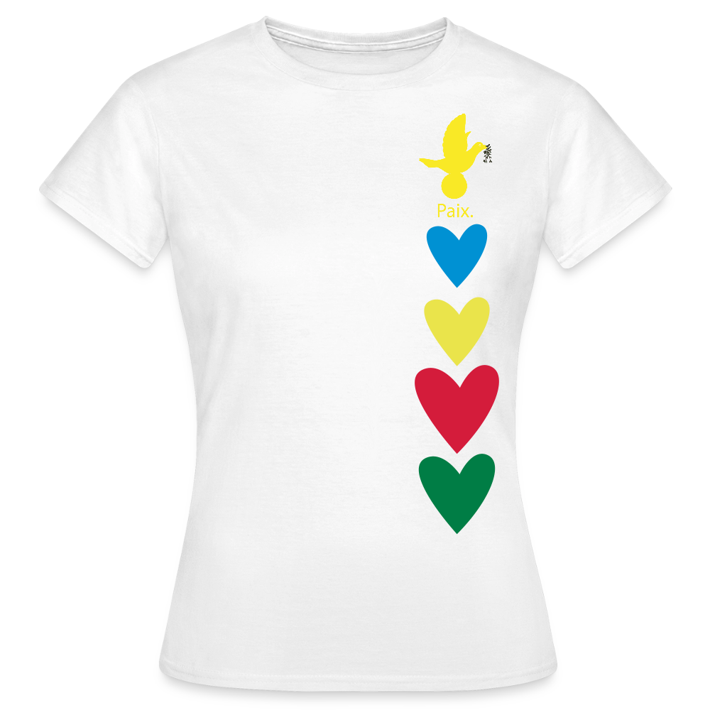 T-shirt Femme journée mondiale trisomie - Paix jaune - blanc