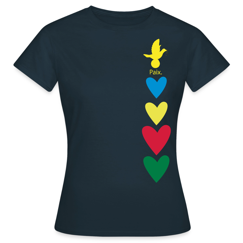 T-shirt Femme journée mondiale trisomie - Paix jaune - marine