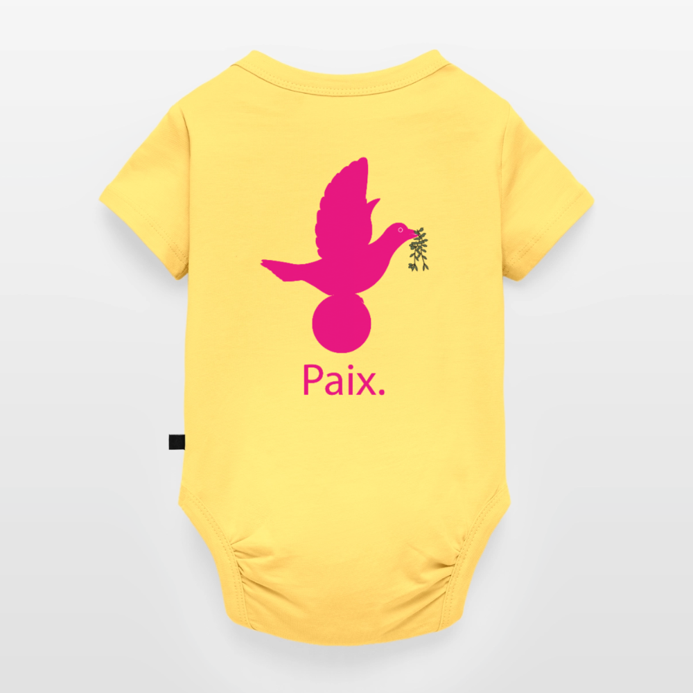 Body Bébé bio manches courtes anniversaire 1 an - Lusoquot - jaune pastel