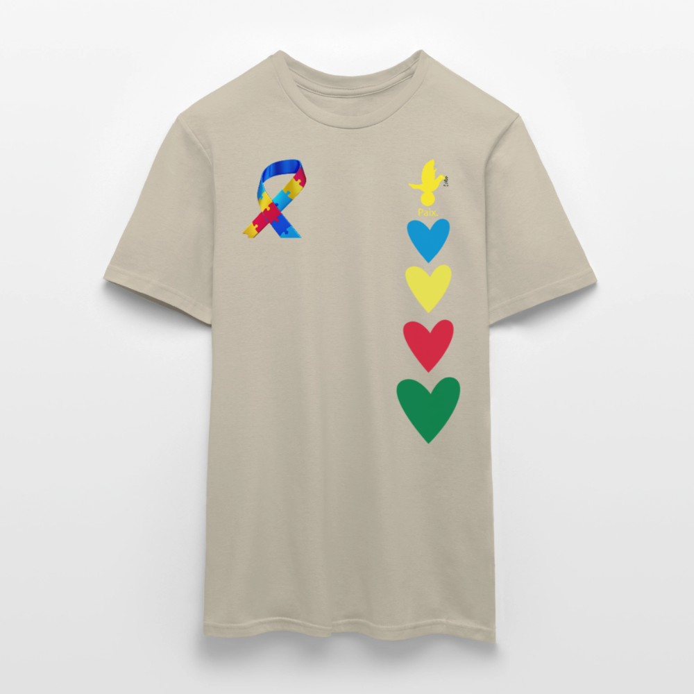 T-shirt Homme -journeemondiale trisomie 21 mars- Peace jaune - beige sable