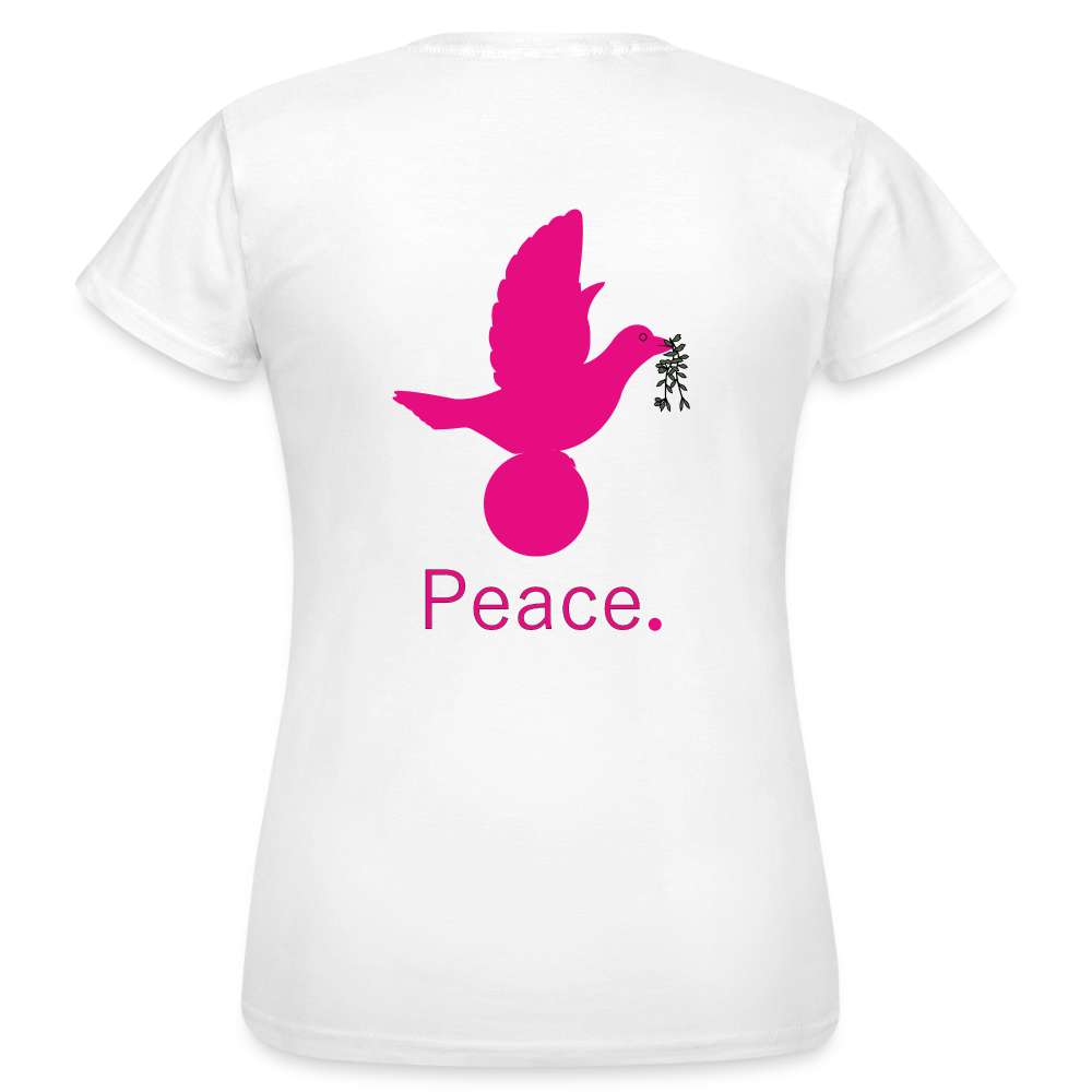 T-shirt Femme_peace_rose_coeur - blanc