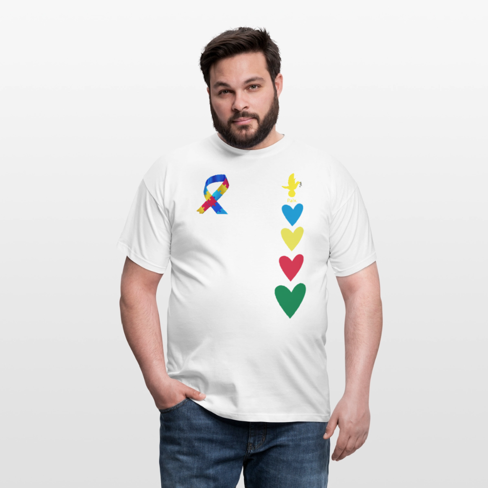 T-shirt Homme -journeemondiale trisomie 21 mars- Peace jaune - blanc