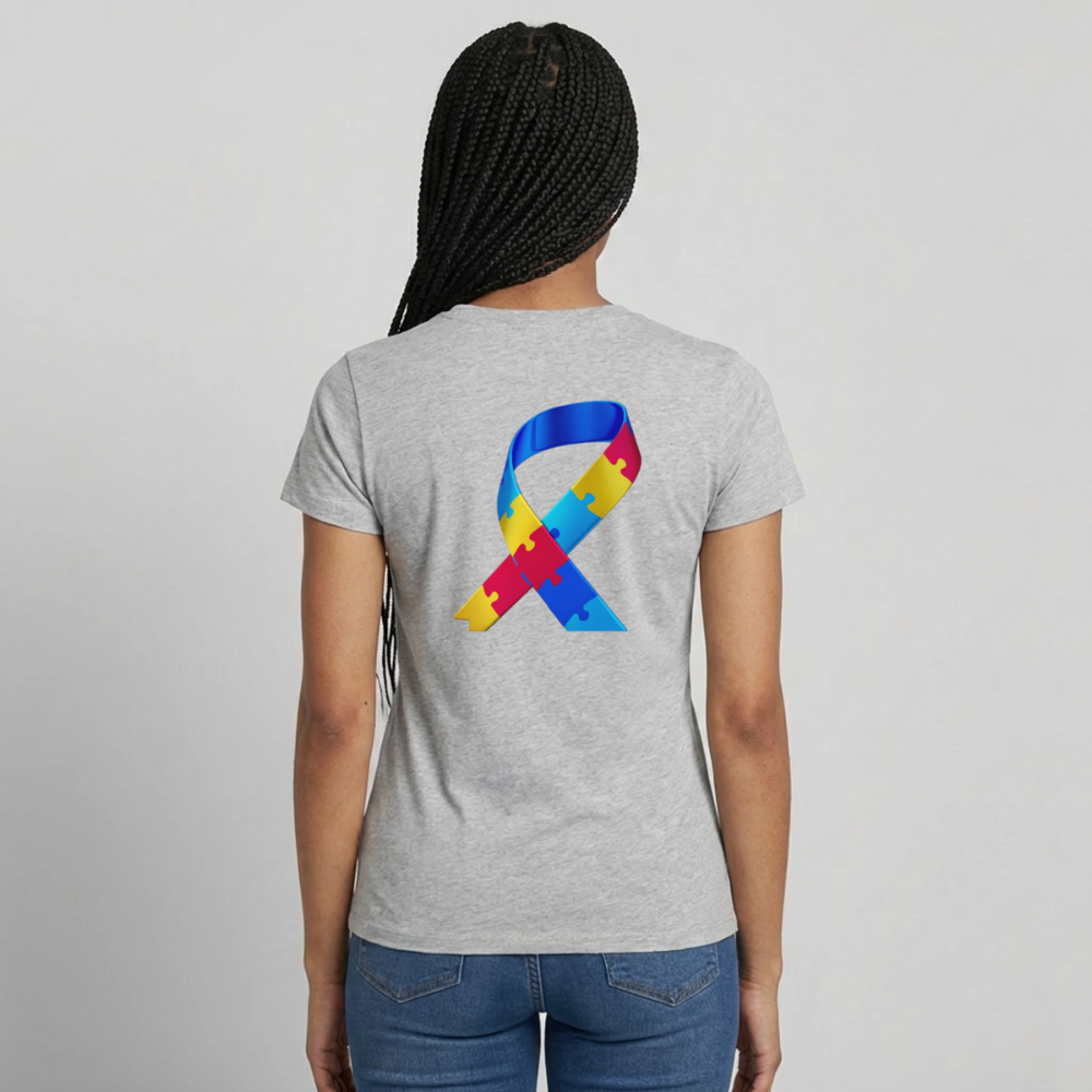 T-shirt Femme-journeemondiale trisomie 21 Peace jaune - gris chiné