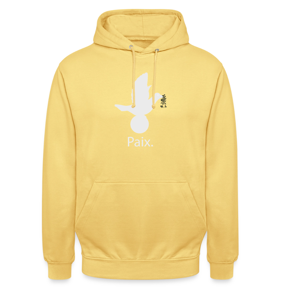 Sweat-shirt à capuche unisexe Paix blanc - Lusoquot - jaune citron