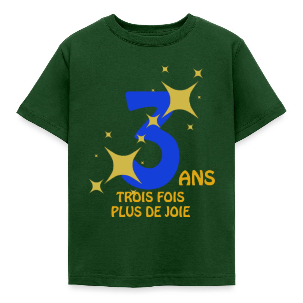 T-shirt Enfant anniversaire 3 ans  Paix bleu - Lusoquot - vert forêt