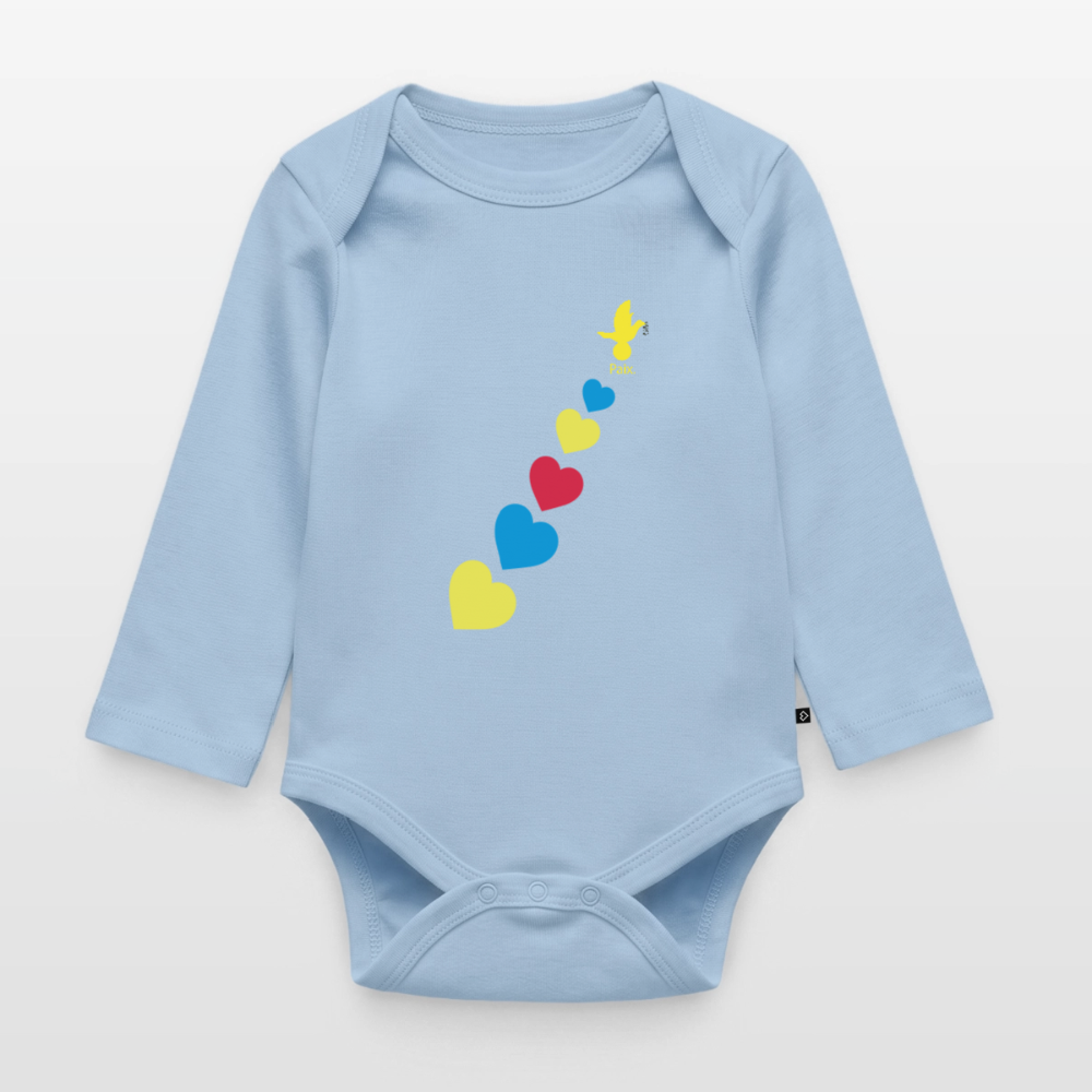 Body Bébé bio manches longues trisomie Paix jaune - Lusoquot - bleu clair