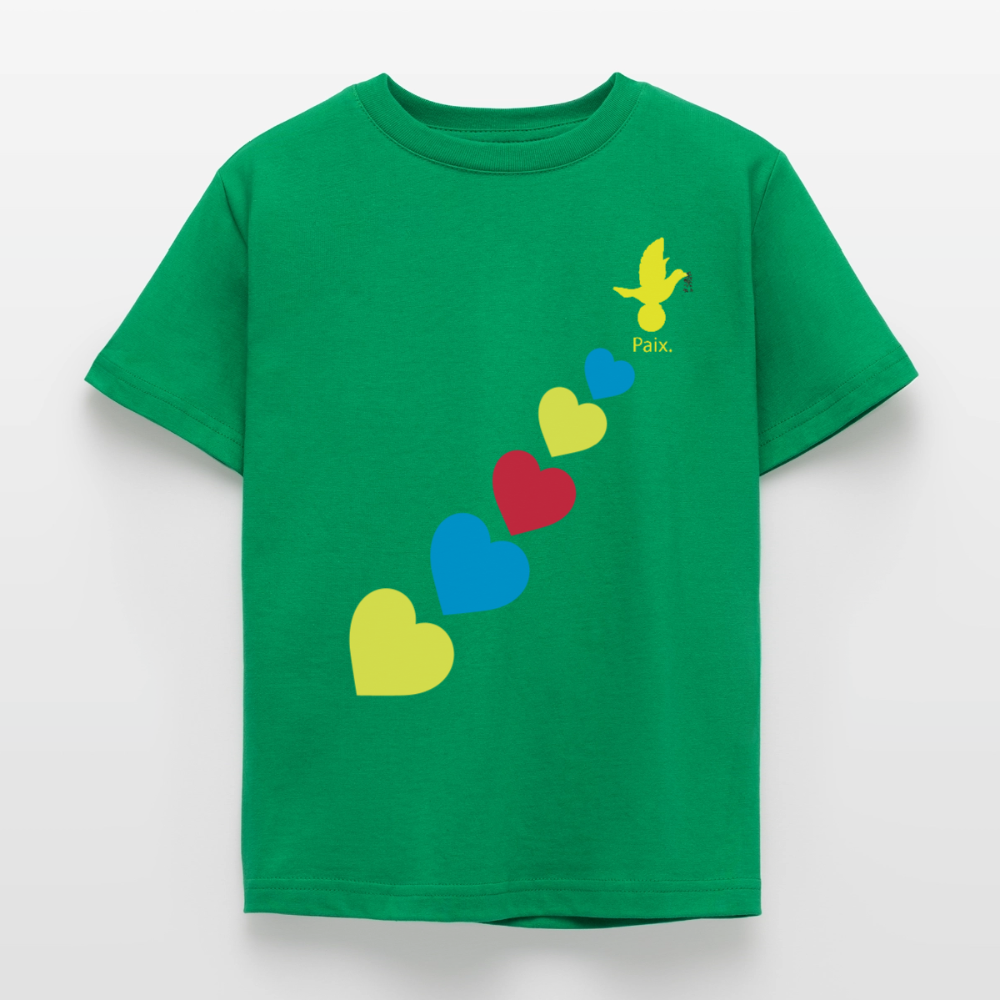 T-shirt Enfant trisomie 21 Paix jaune - Lusoquot - vert