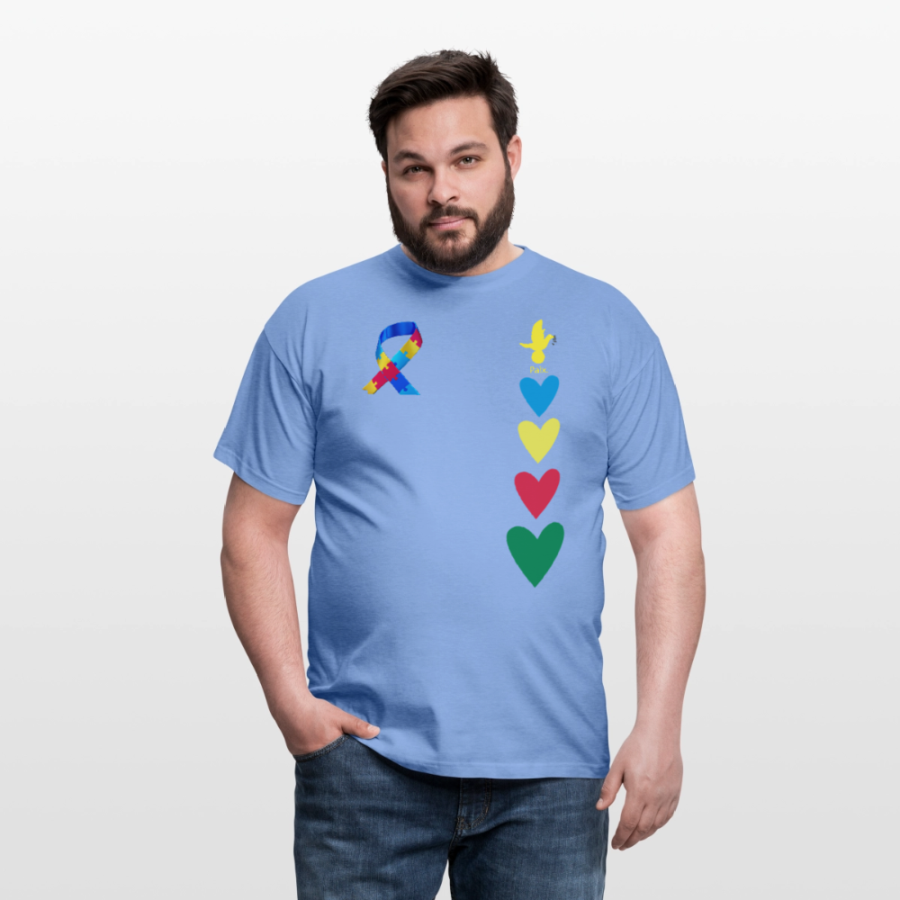 T-shirt Homme -journeemondiale trisomie 21 mars- Peace jaune - carolina blue