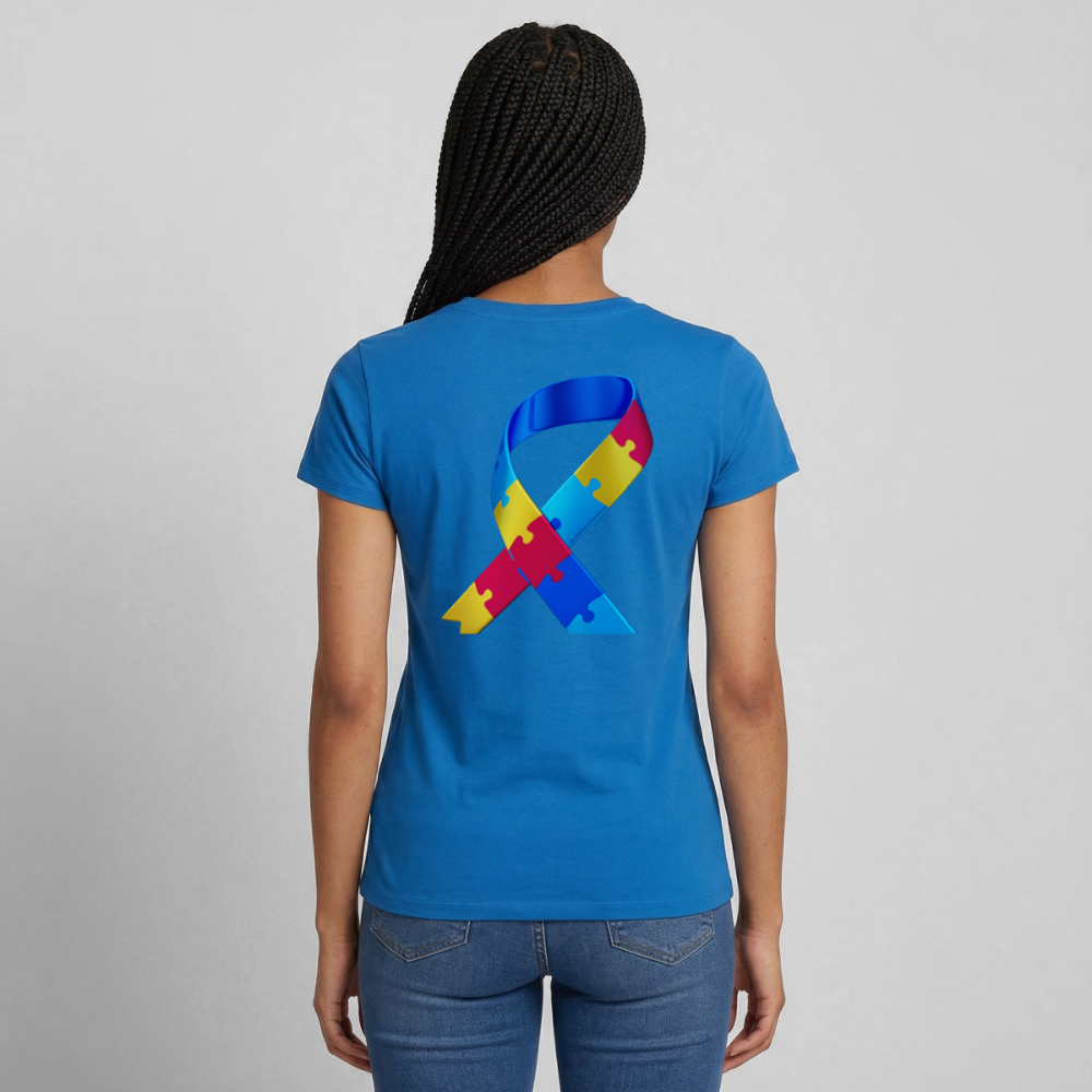 T-shirt Femme trisomie 21 Paix jaune - Lusoquot - bleu royal