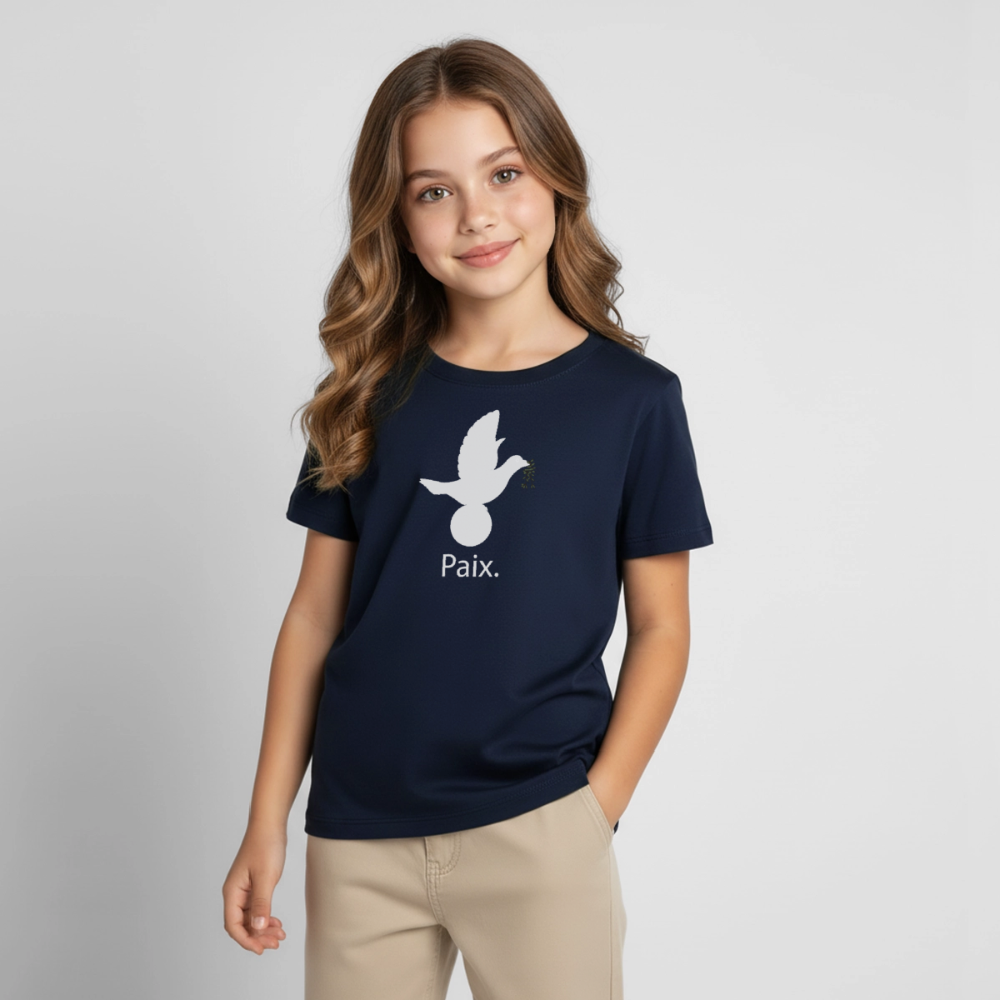 T-shirt Enfant Paix blanc - Lusoquot - marine