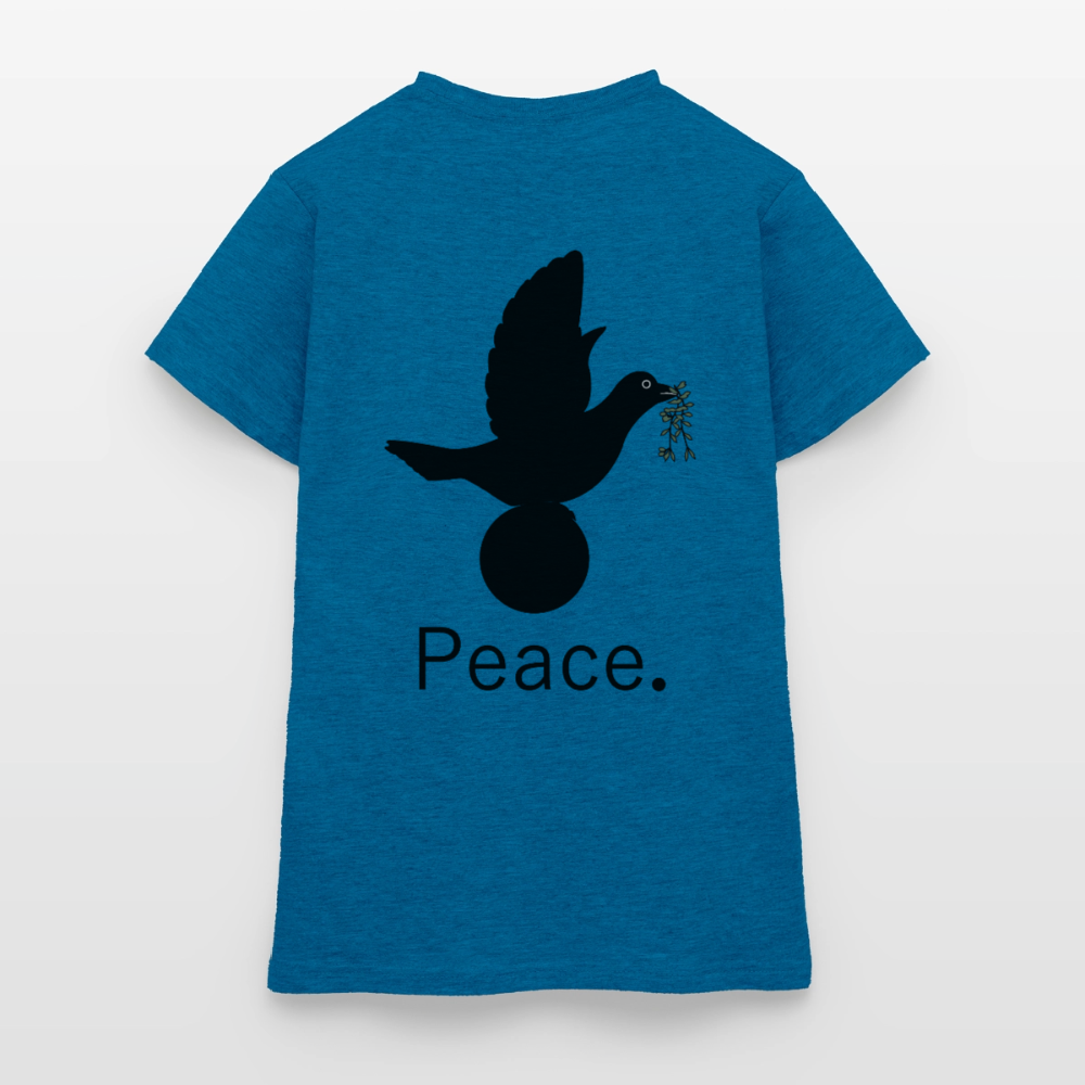 T-shirt Femme I love you to moon and back Peace noir - Lusoquot - bleu saphir antique chiné