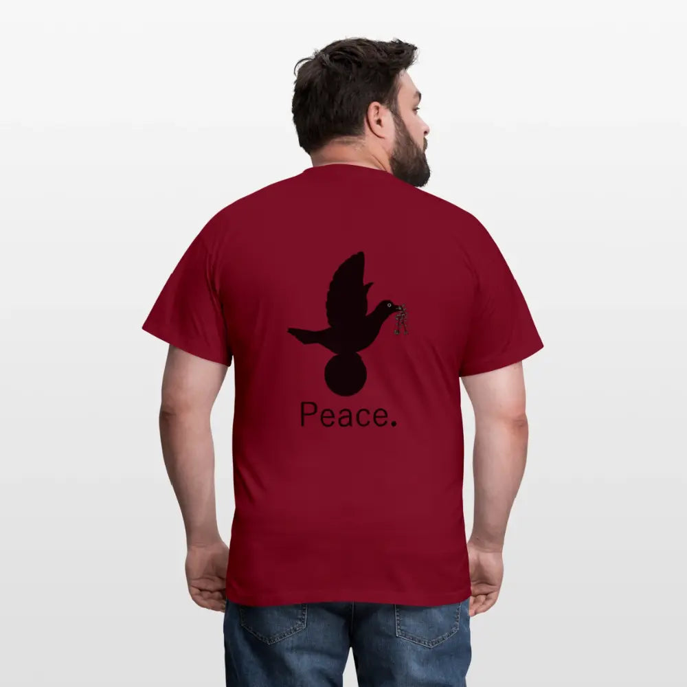 Men's T-Shirt_peace_noir - brick red