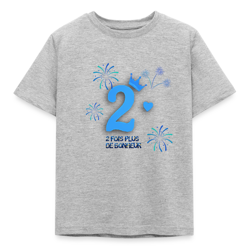 T-shirt Enfant anniversaire 2 ans Lapè bleu - Lusoquot - gris chiné