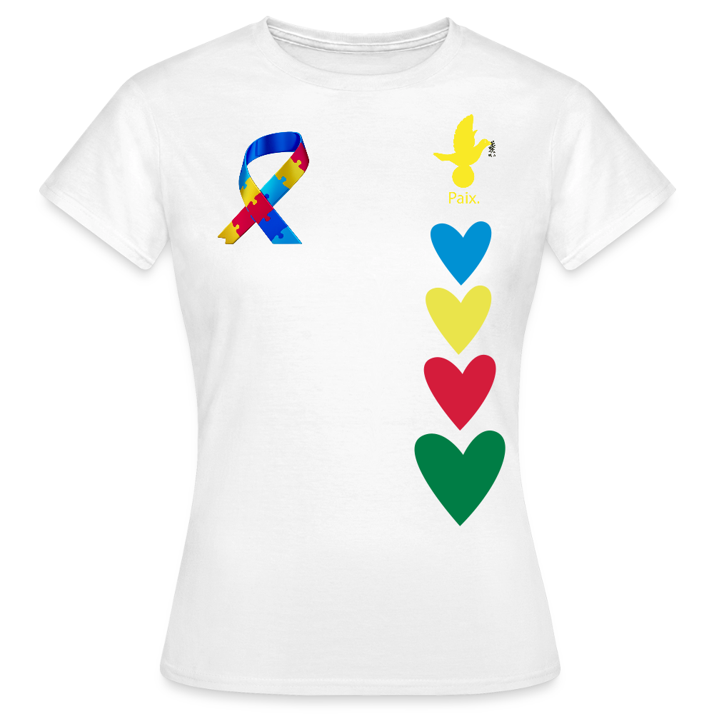 T-shirt Femme-journeemondiale trisomie 21 Peace jaune - blanc