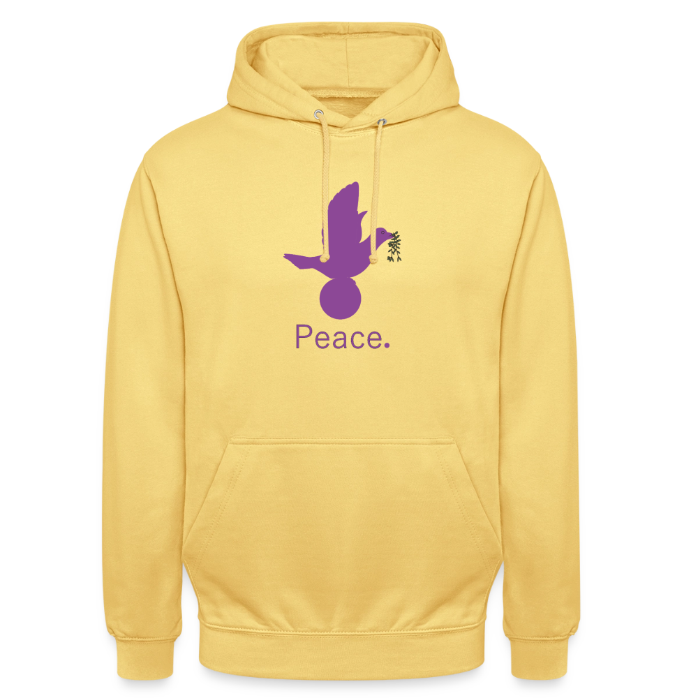 Sweat-shirt à capuche unisexe Peace mauve Lusoquot - jaune citron