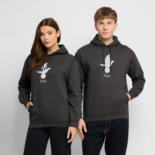 Sweat-shirt à capuche unisexe Paix blanc - Lusoquot - charbon