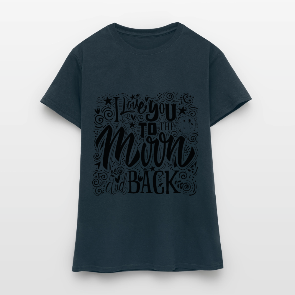 T-shirt Femme I love you to moon and back Peace noir - Lusoquot - marine
