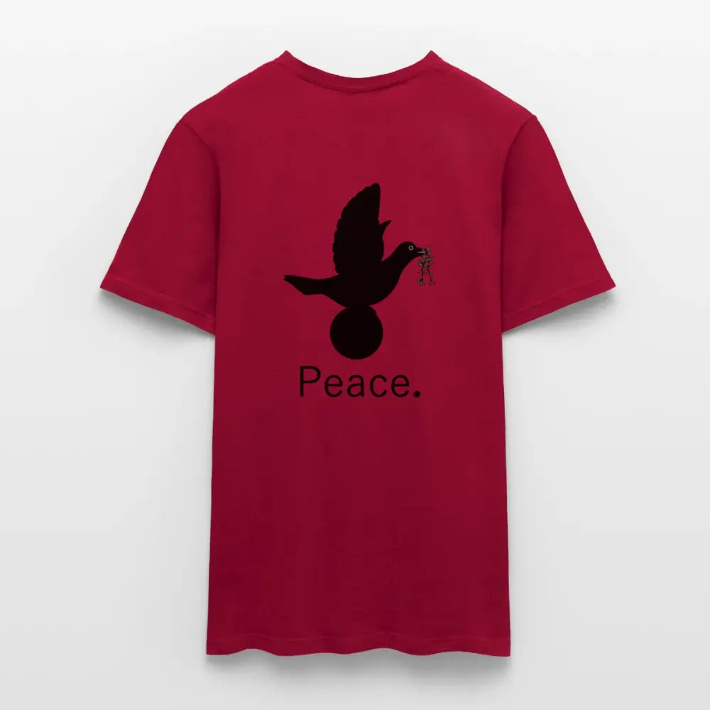 Men's T-Shirt_peace_noir - brick red