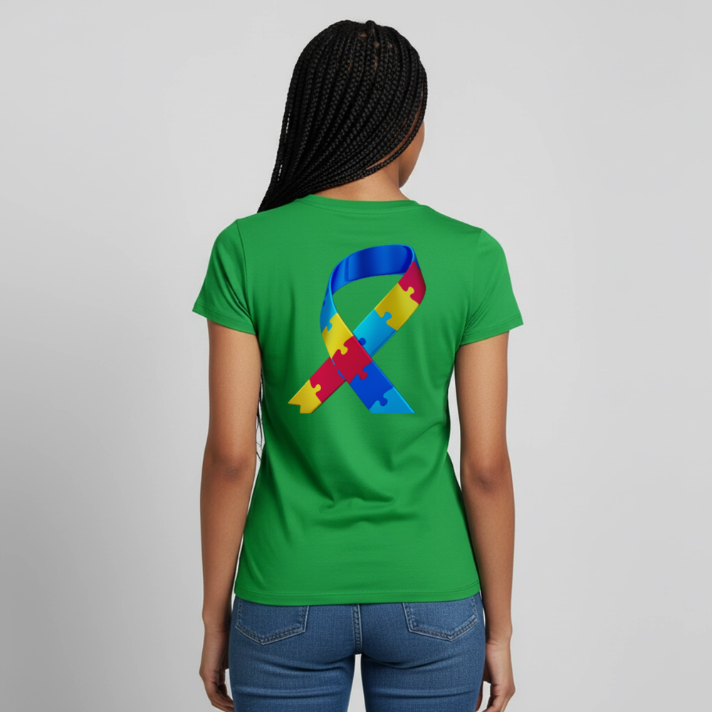 T-shirt Femme trisomie 21 Paix jaune - Lusoquot - vert