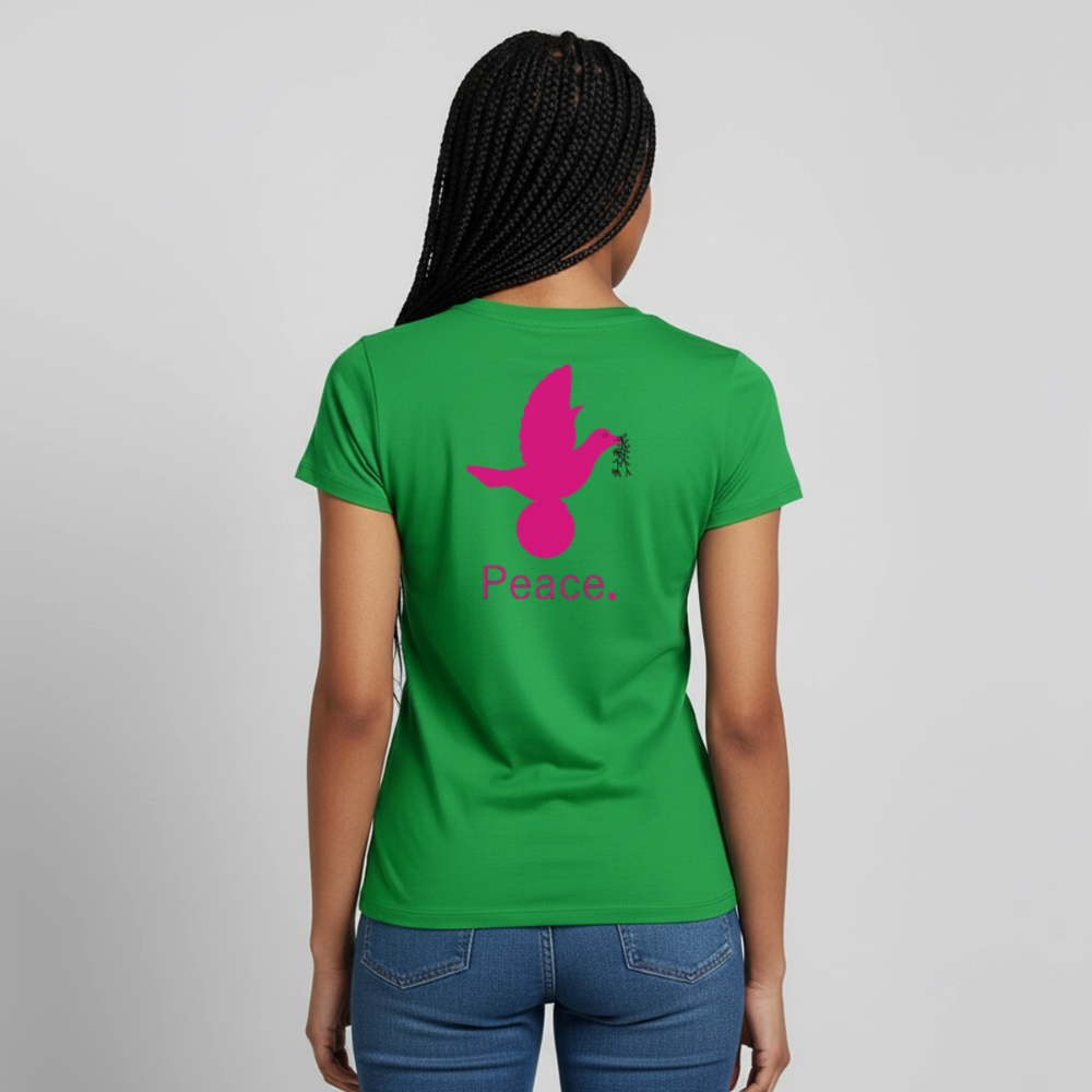 T-shirt Femme coeur Peace rose  - Lusoquot - vert