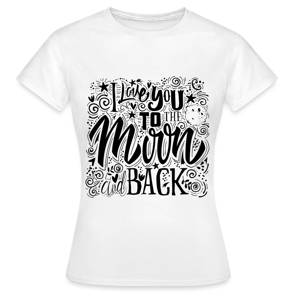 T-shirt Femme I love you to moon and back Peace noir - Lusoquot - blanc