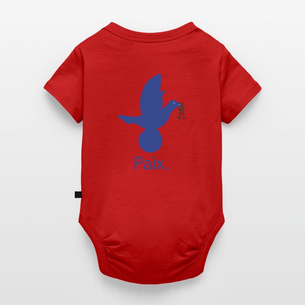 Body Bébé bio manches courtes anniversaire 1an Paix bleu - Lusoquot - rouge