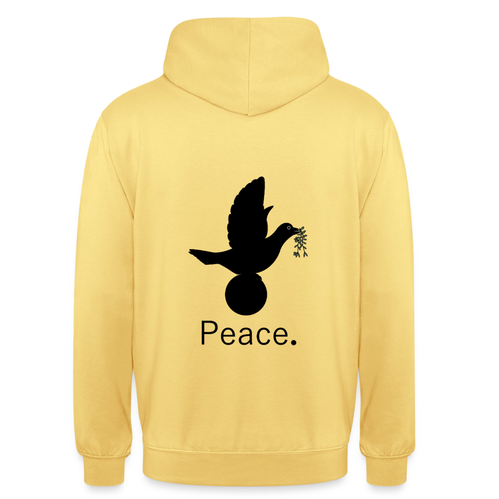 Sweat-shirt à capuche unisexe_peace_noir_peaceandjoy - jaune citron
