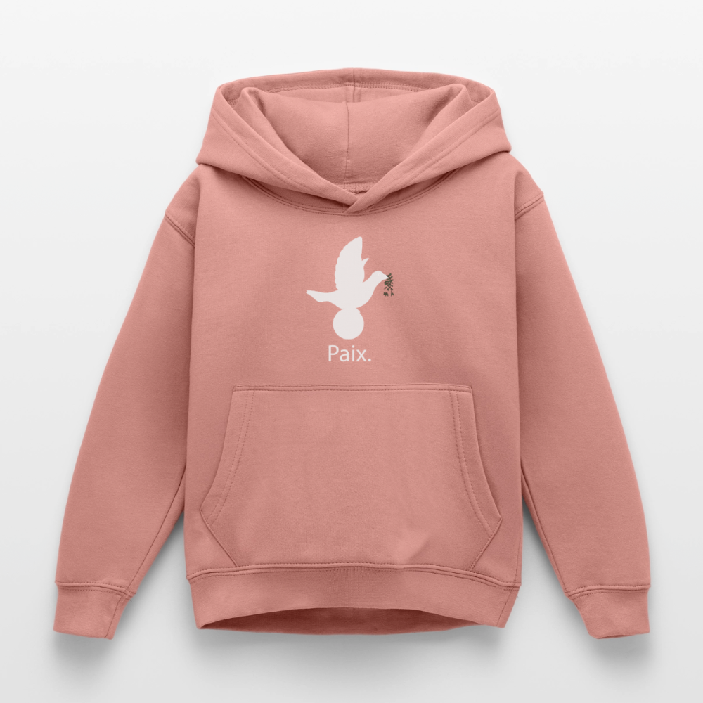 Sweat à capuche Enfant Paix blanc - Lusoquot - rose poudré