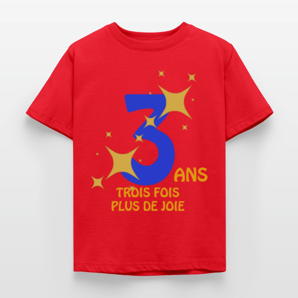 T-shirt Enfant anniversaire 3 ans  Paix bleu - Lusoquot - rouge