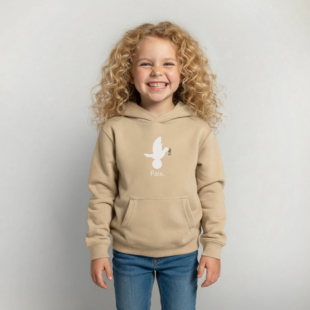 Sweat à capuche Enfant Paix blanc - Lusoquot - jaune sable