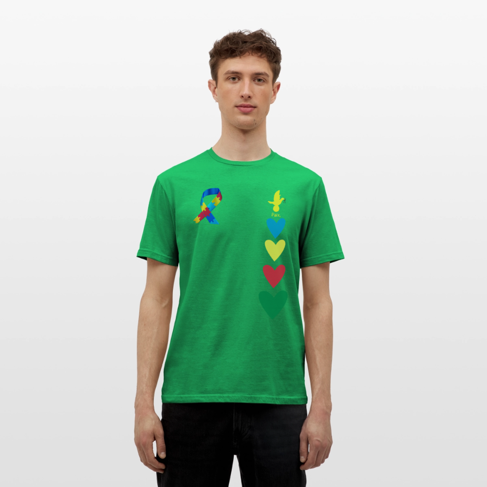 T-shirt Homme -journeemondiale trisomie 21 mars- Peace jaune - vert