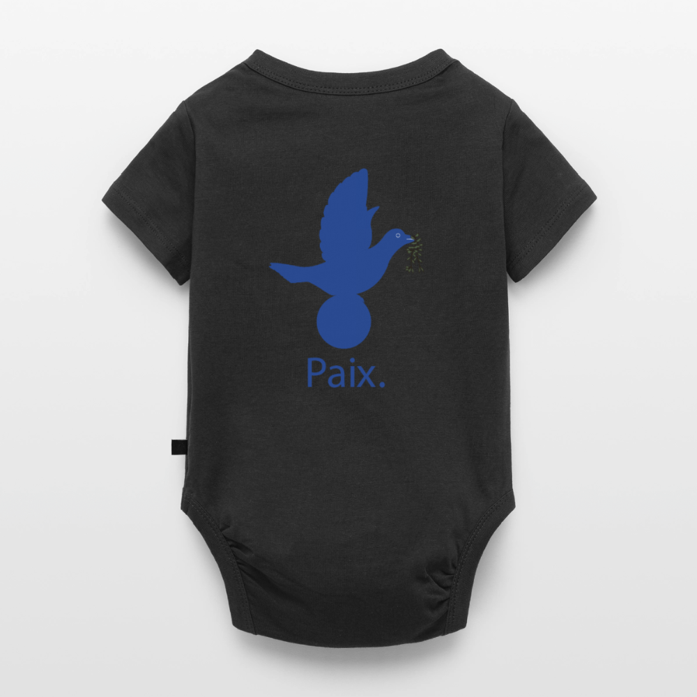 Body Bébé bio manches courtes anniversaire 1an Paix bleu - Lusoquot - noir
