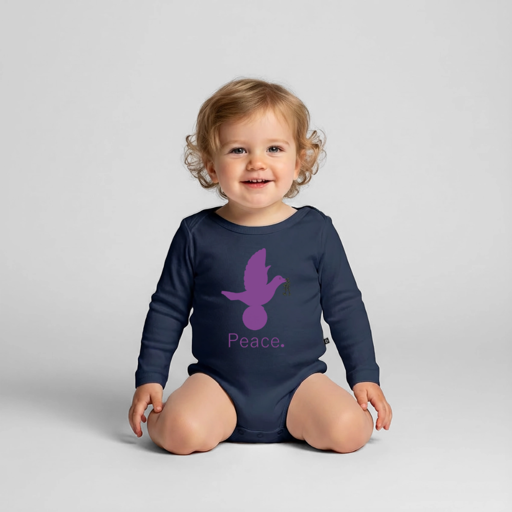 Body Bébé bio manches longues_peacemauve - bleu marine