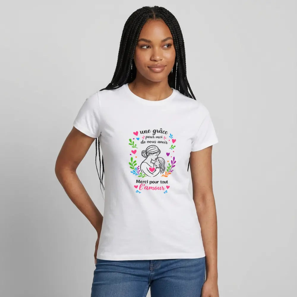 T-shirt Femme fête des mères Ntifafa rose - Lusoquot - blanc