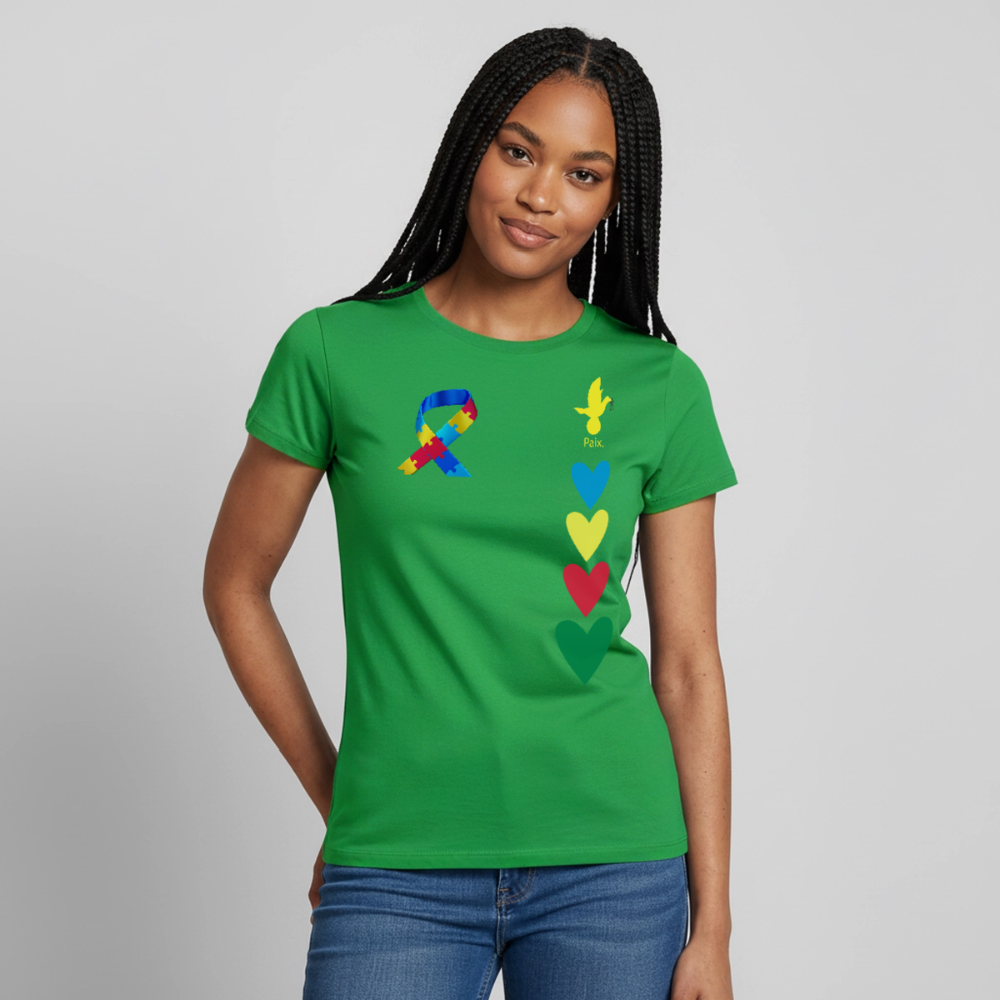 T-shirt Femme-journeemondiale trisomie 21 Peace jaune - vert