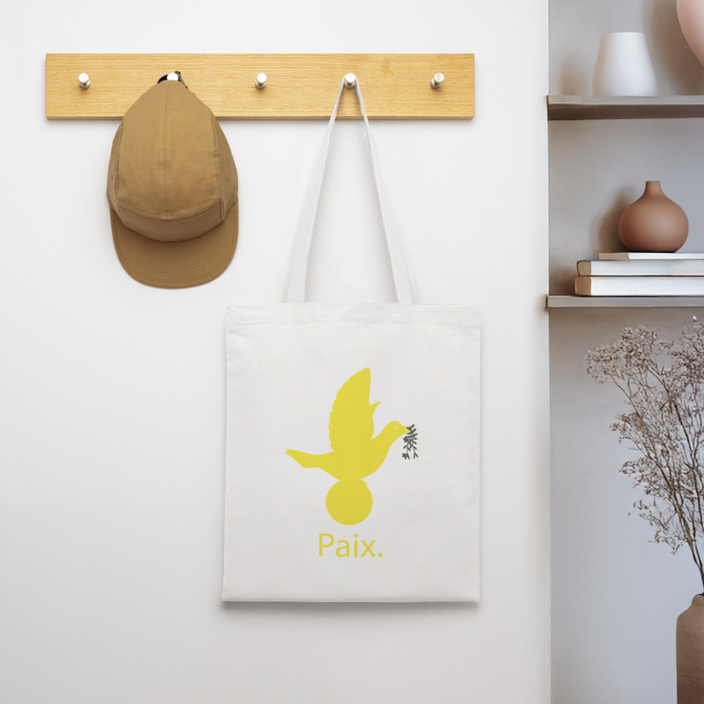Tote Bag Paix jaune - Lusoquot - blanc