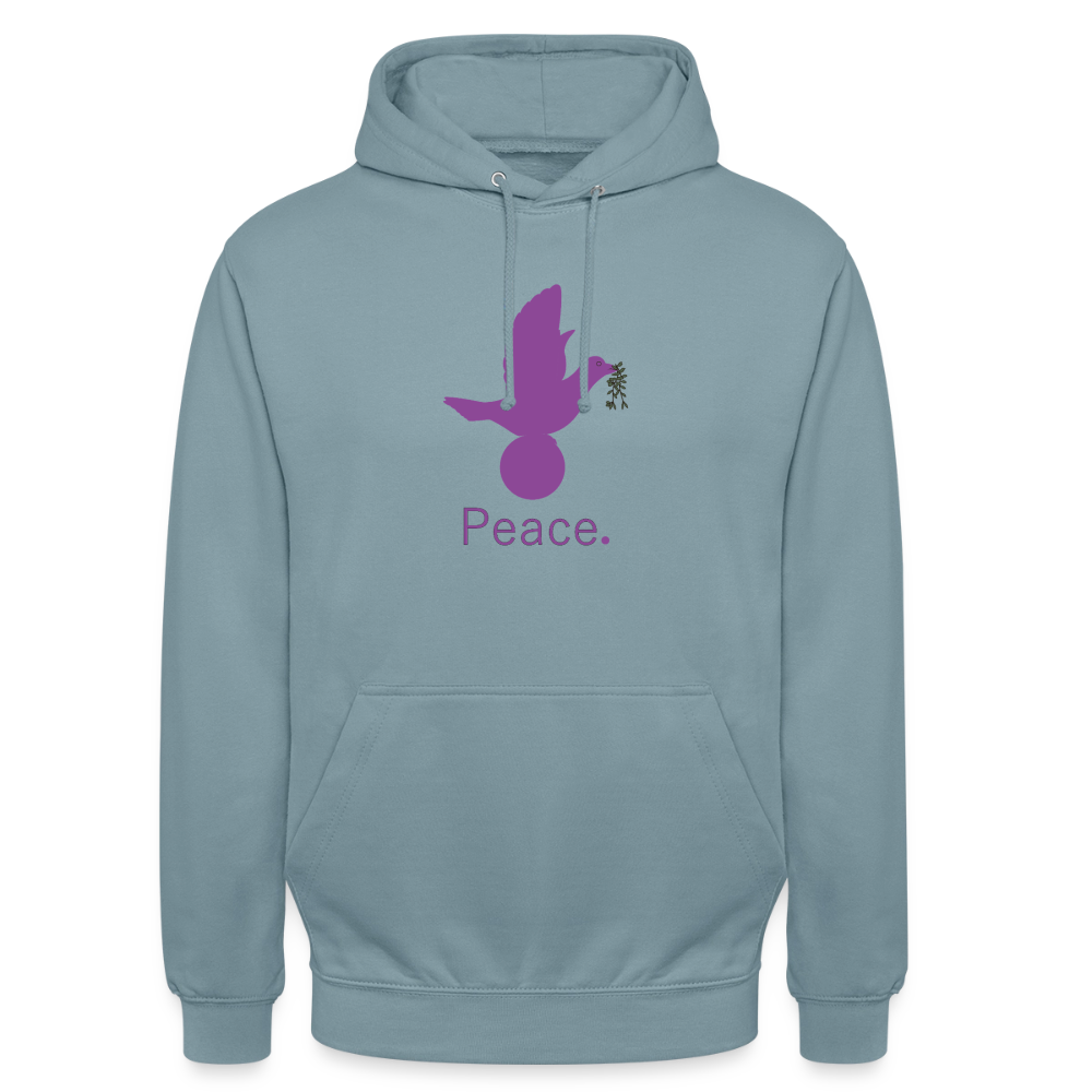Sweat-shirt à capuche unisexe Peace mauve Lusoquot - bleu fumée
