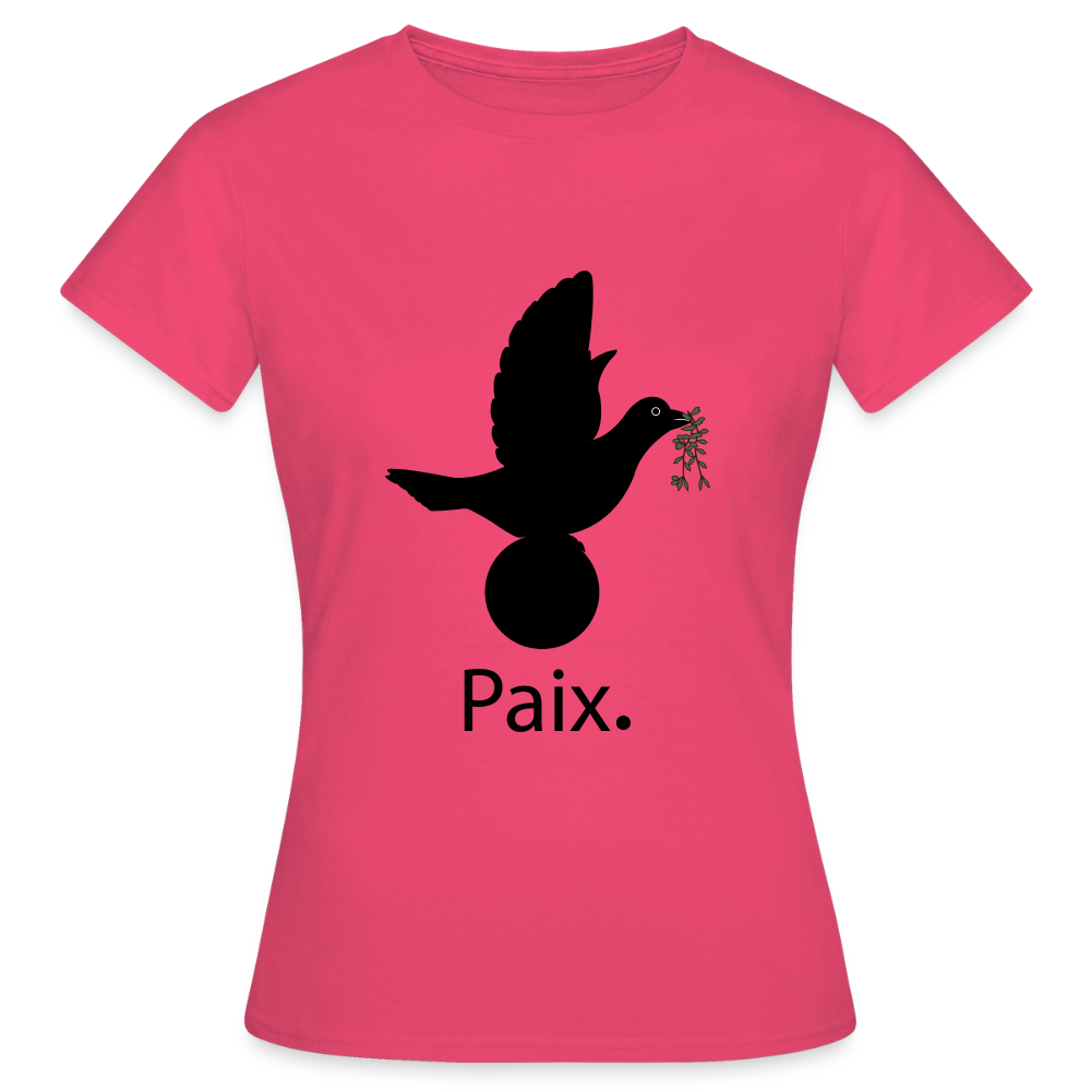 T-shirt Femme Paix noir - Lusoquot - rose azalée
