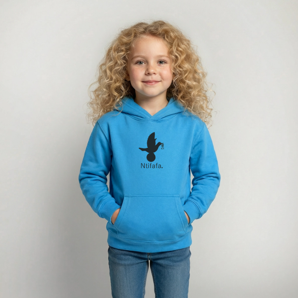 Sweat à capuche Enfant Ntifafa noir - Lusoquot - bleu mer