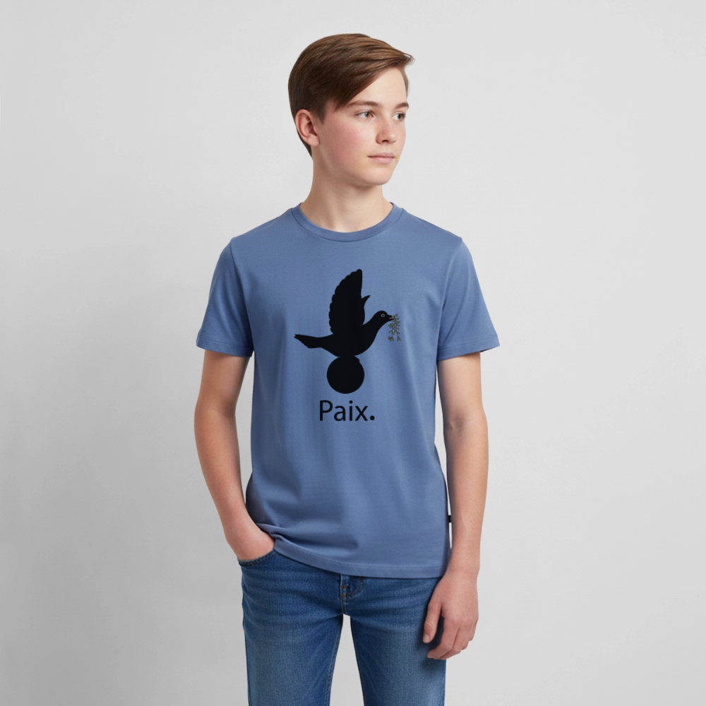 T-shirt Premium Ado Paix noir - Lusoquot - bleu pigeon