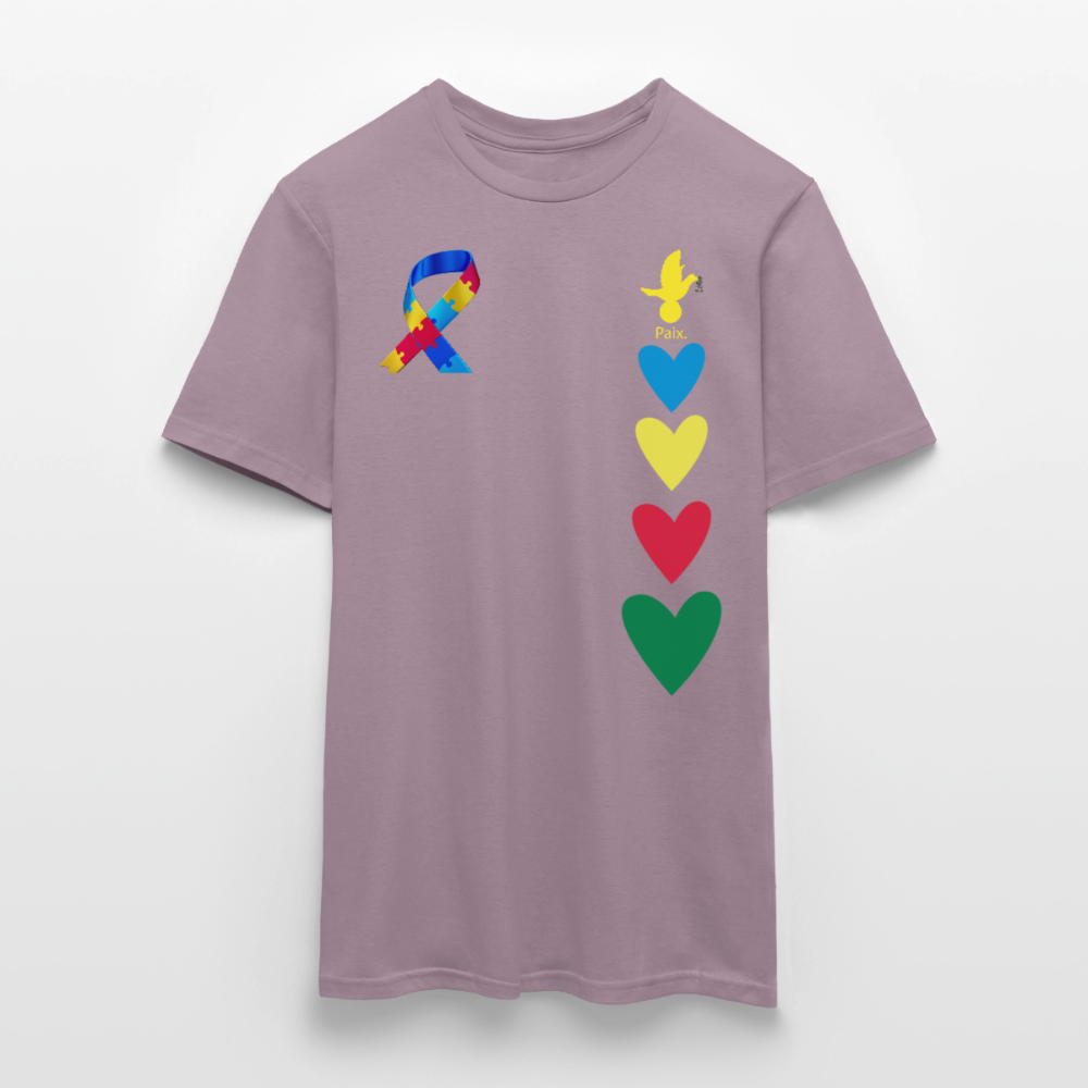 T-shirt Homme -journeemondiale trisomie 21 mars- Peace jaune - mauve gris 
