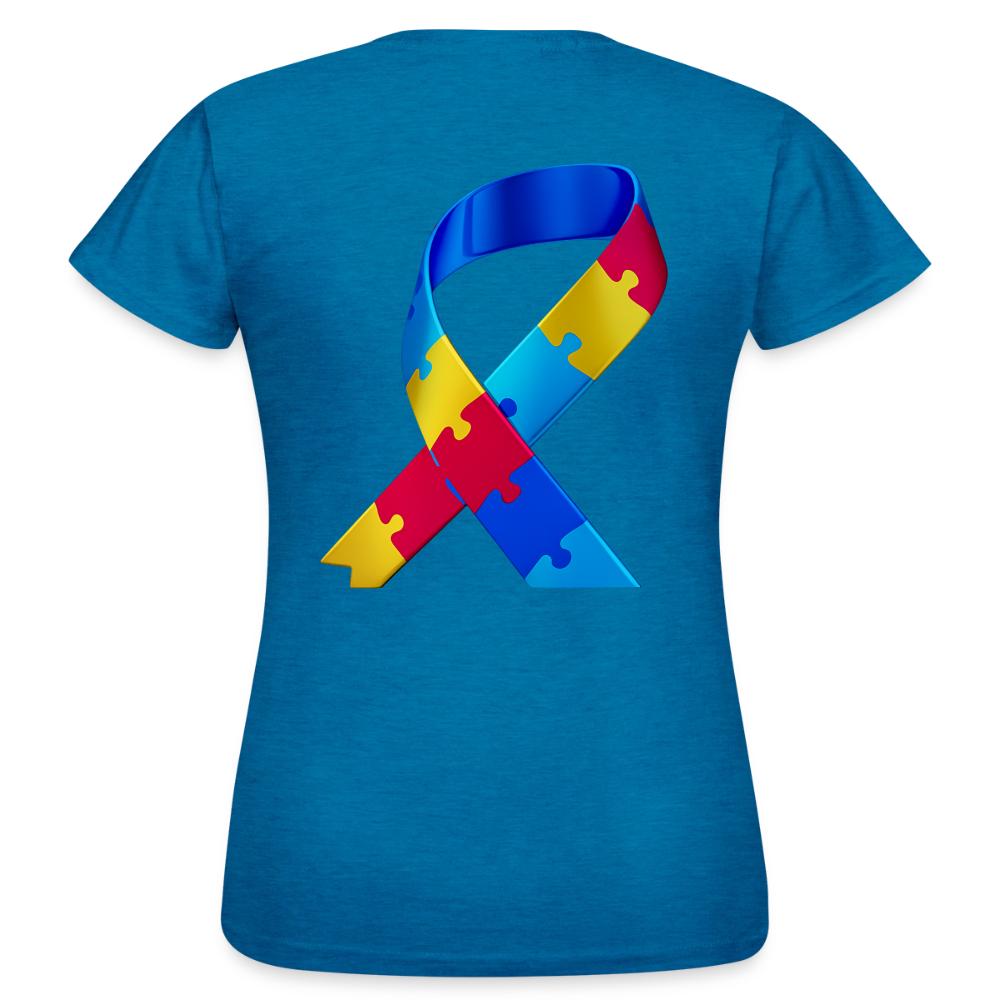 T-shirt Femme trisomie 21 Paix jaune - Lusoquot - bleu saphir antique chiné